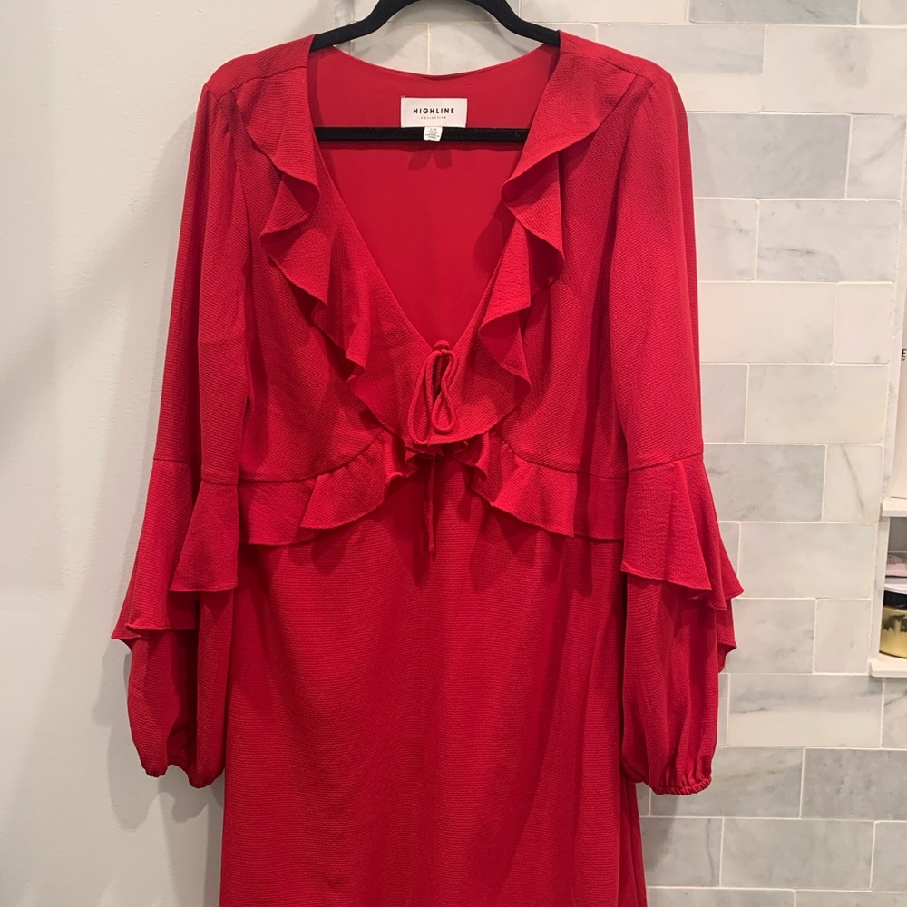 Highline Collective Ruffle Red Dress - Picture 2 of 5